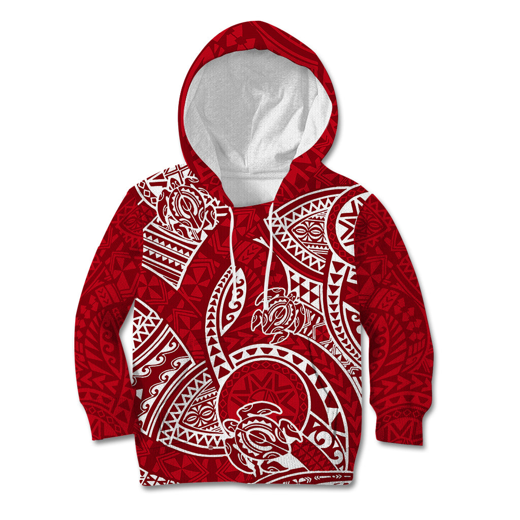 Polynesian Pride Hawaii Kid Hoodie Hawaiian Tribal Honu Red Version LT14 Hoodie Red - Polynesian Pride