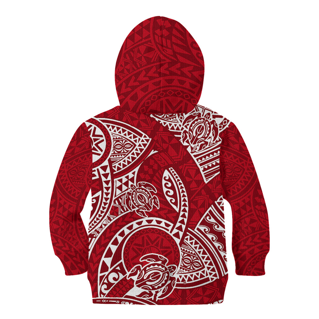 Polynesian Pride Hawaii Kid Hoodie Hawaiian Tribal Honu Red Version LT14 - Polynesian Pride