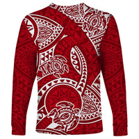 Polynesian Pride Hawaii Long Sleeve Shirt Hawaiian Tribal Honu Red Version LT14 - Polynesian Pride