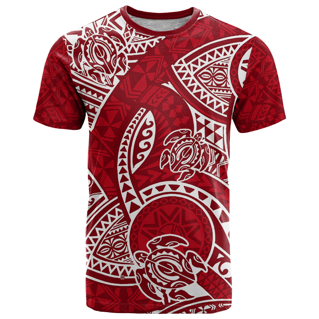 Polynesian Pride Hawaii T Shirt Hawaiian Tribal Honu Red Version LT14 Red - Polynesian Pride