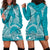 Polynesian Pride Hawaii Hoodie Dress Hawaiian Tribal Honu Turquoise Version LT14 - Polynesian Pride