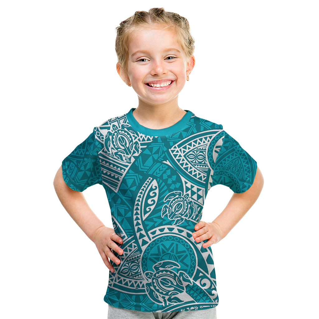 Polynesian Pride Hawaii Kid T Shirt Hawaiian Tribal Honu Turquoise Version LT14 Turquoise - Polynesian Pride