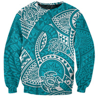 Polynesian Pride Hawaii Sweatshirt Hawaiian Tribal Honu Turquoise Version LT14 Unisex Turquoise - Polynesian Pride