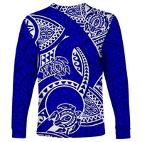 Polynesian Pride Hawaii Long Sleeve Shirt Hawaiian Tribal Honu Blue Version LT14 - Polynesian Pride
