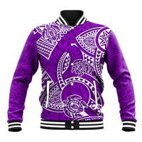 Polynesian Pride Hawaii Baseball Jacket Hawaiian Tribal Honu Purple Version LT14 Unisex Purple - Polynesian Pride