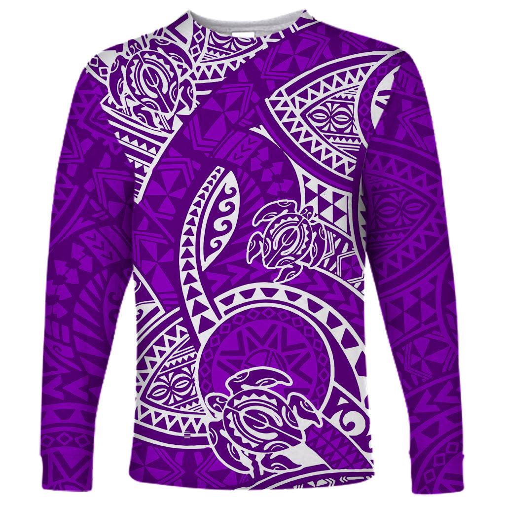 Polynesian Pride Hawaii Long Sleeve Shirt Hawaiian Tribal Honu Purple Version LT14 Unisex Purple - Polynesian Pride