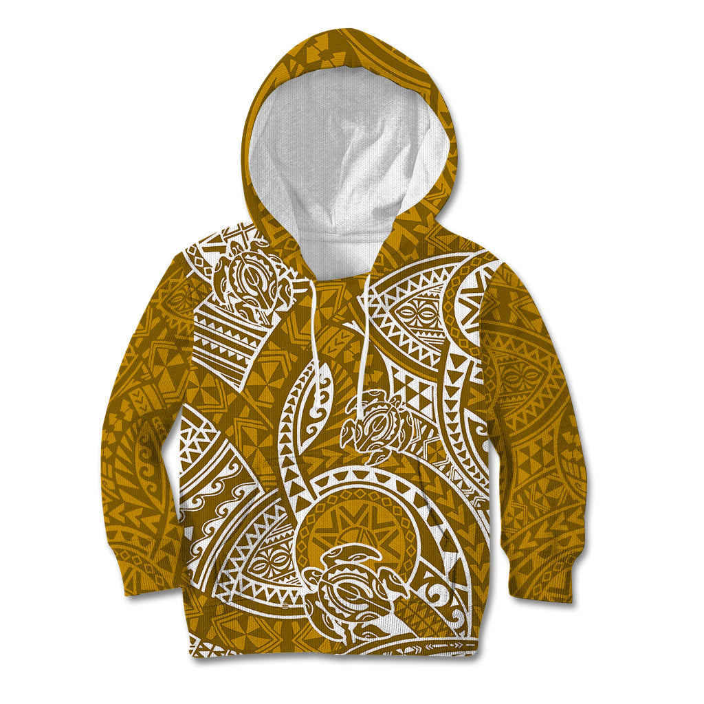 Polynesian Pride Hawaii Kid Hoodie Hawaiian Tribal Honu Gold Version LT14 Hoodie Gold - Polynesian Pride