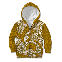 Polynesian Pride Hawaii Kid Hoodie Hawaiian Tribal Honu Gold Version LT14 Zip Hoodie Gold - Polynesian Pride