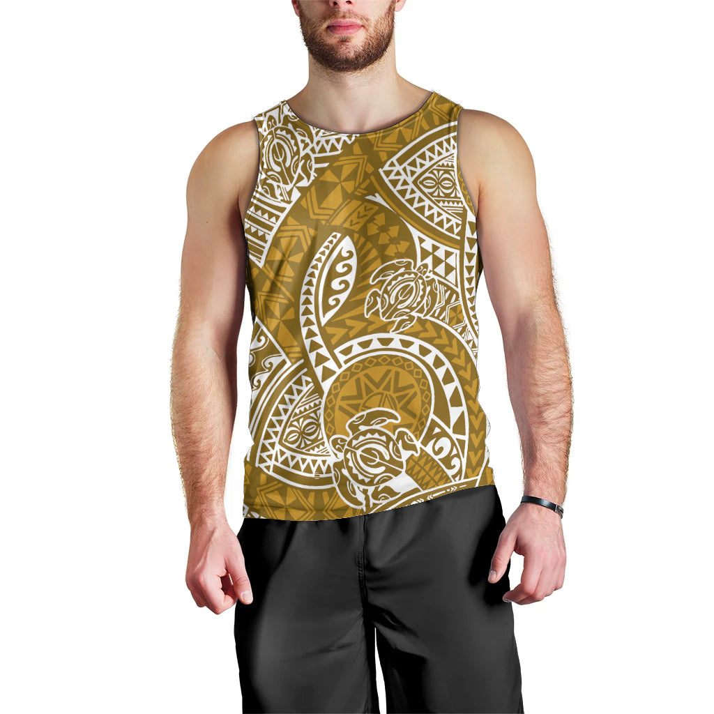 Polynesian Pride Hawaii Men Tank Top Hawaiian Tribal Honu Gold Version LT14 - Polynesian Pride