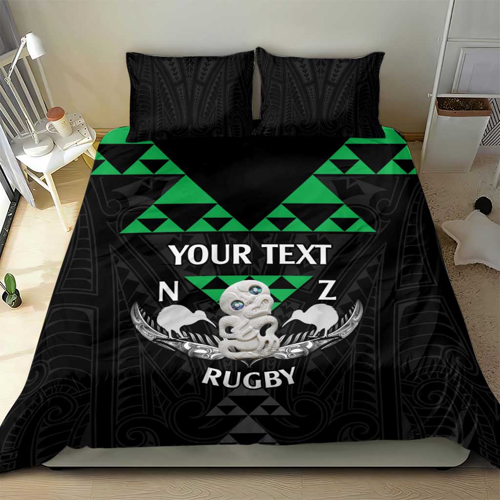 Personalised Aotearoa Rugby Bedding Set New Zealand Maori Kete Matauranga Pattern