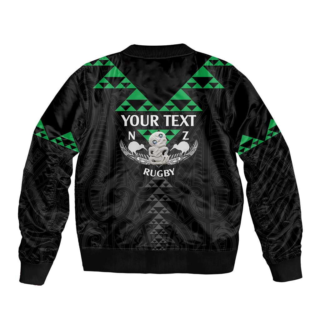 Personalised Aotearoa Rugby Bomber Jacket New Zealand Maori Kete Matauranga Pattern