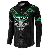 Personalised Aotearoa Rugby Button Sweatshirt New Zealand Maori Kete Matauranga Pattern