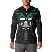 Personalised Aotearoa Rugby Button Sweatshirt New Zealand Maori Kete Matauranga Pattern