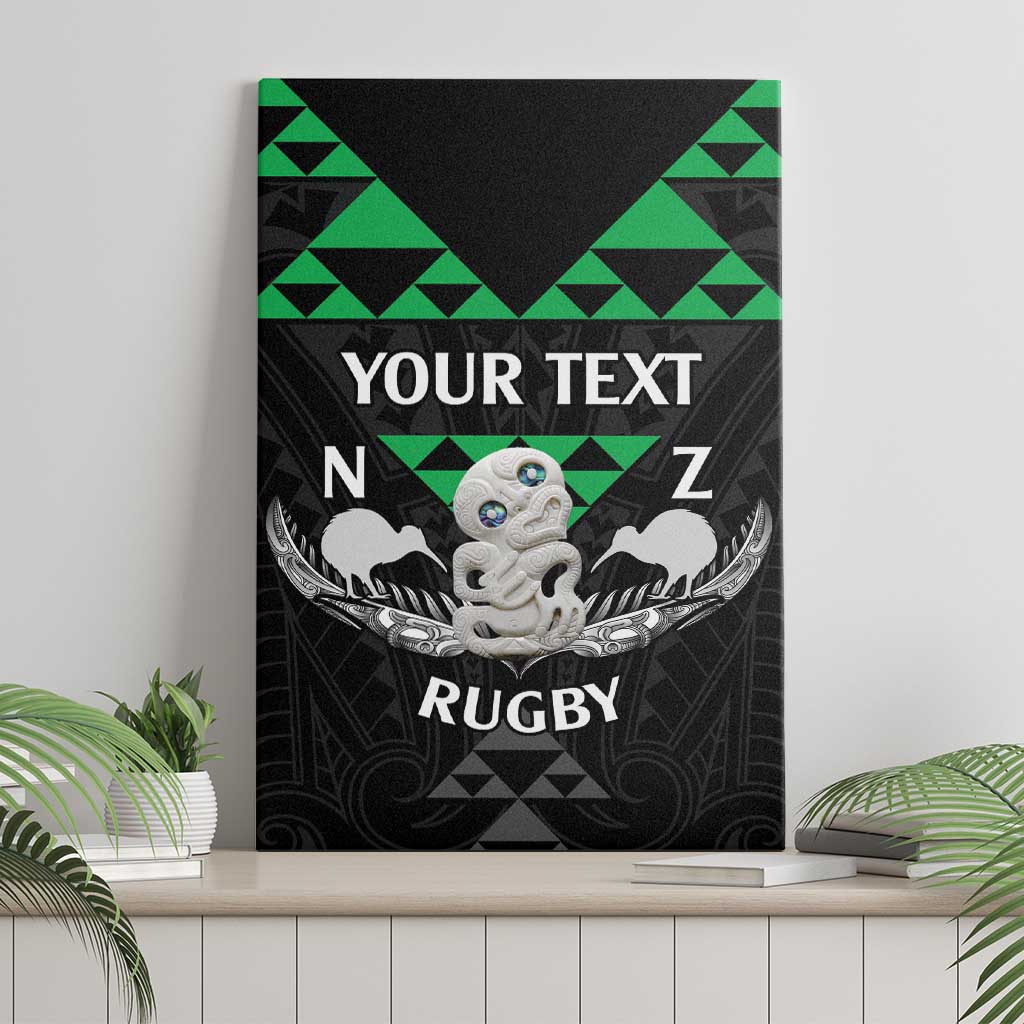 Personalised Aotearoa Rugby Canvas Wall Art New Zealand Maori Kete Matauranga Pattern