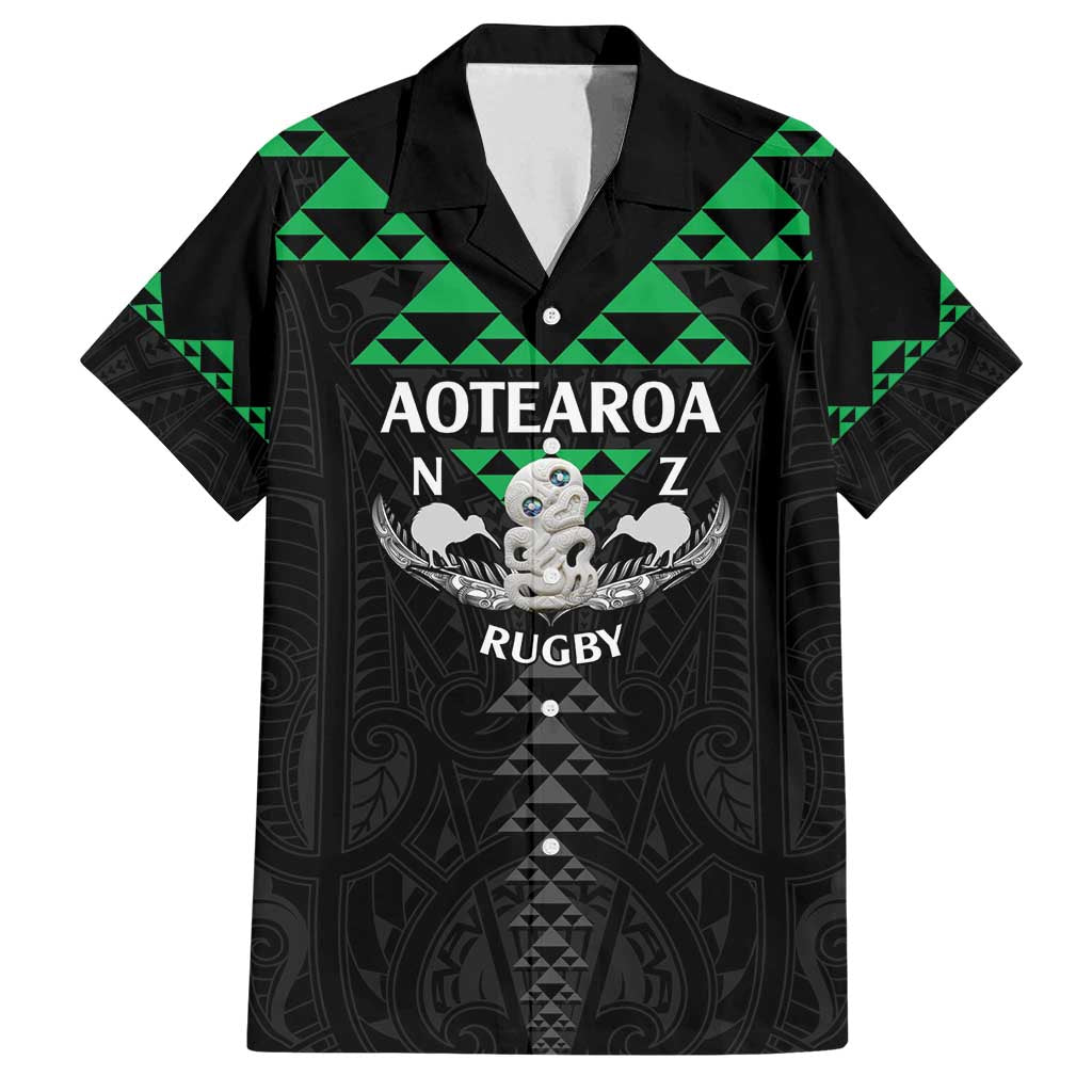 Personalised Aotearoa Rugby Family Matching Off Shoulder Short Dress and Hawaiian Shirt New Zealand Maori Kete Matauranga Pattern