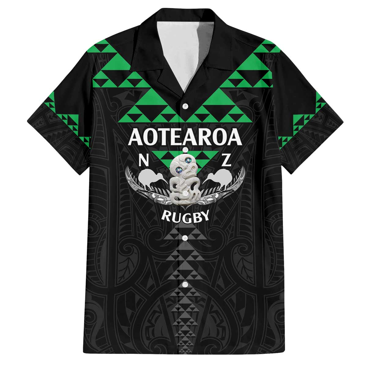 Personalised Aotearoa Rugby Family Matching Puletasi and Hawaiian Shirt New Zealand Maori Kete Matauranga Pattern