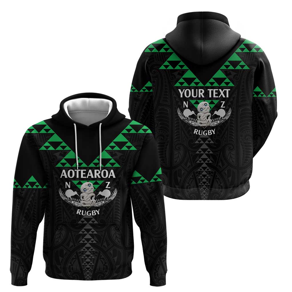 Personalised Aotearoa Rugby Hoodie New Zealand Maori Kete Matauranga Pattern