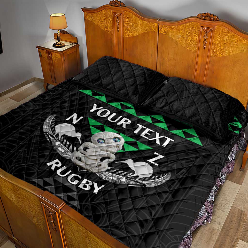 Personalised Aotearoa Rugby Quilt Bed Set New Zealand Maori Kete Matauranga Pattern