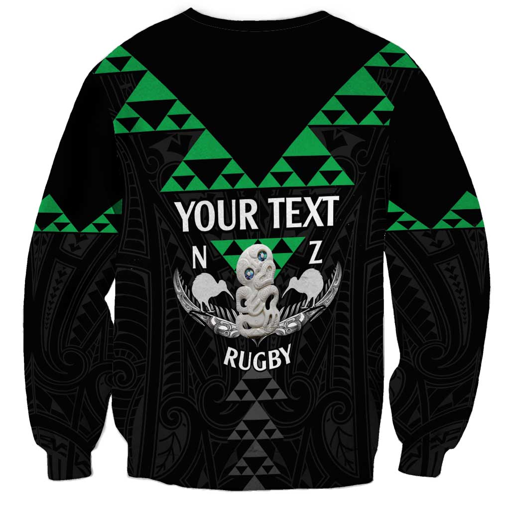 Personalised Aotearoa Rugby Sweatshirt New Zealand Maori Kete Matauranga Pattern