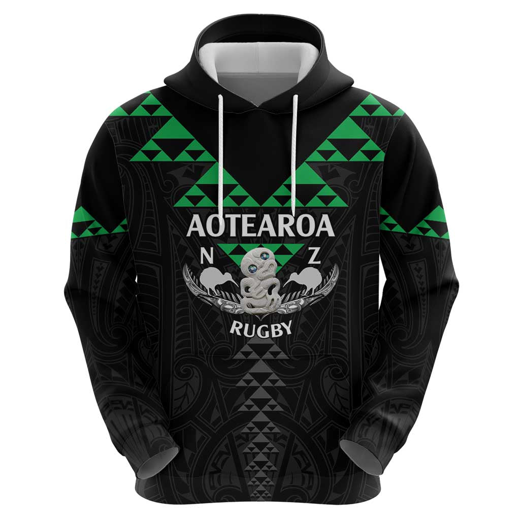 Personalised Aotearoa Rugby Zip Hoodie New Zealand Maori Kete Matauranga Pattern LT14 - Polynesian Pride