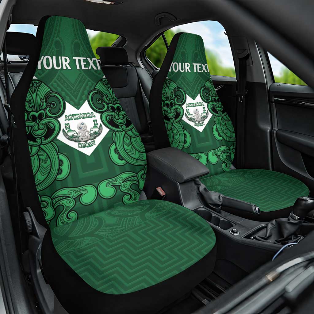 Custom Aotearoa Rugby Car Seat Cover New Zealand Maori Kete Poutama Pattern