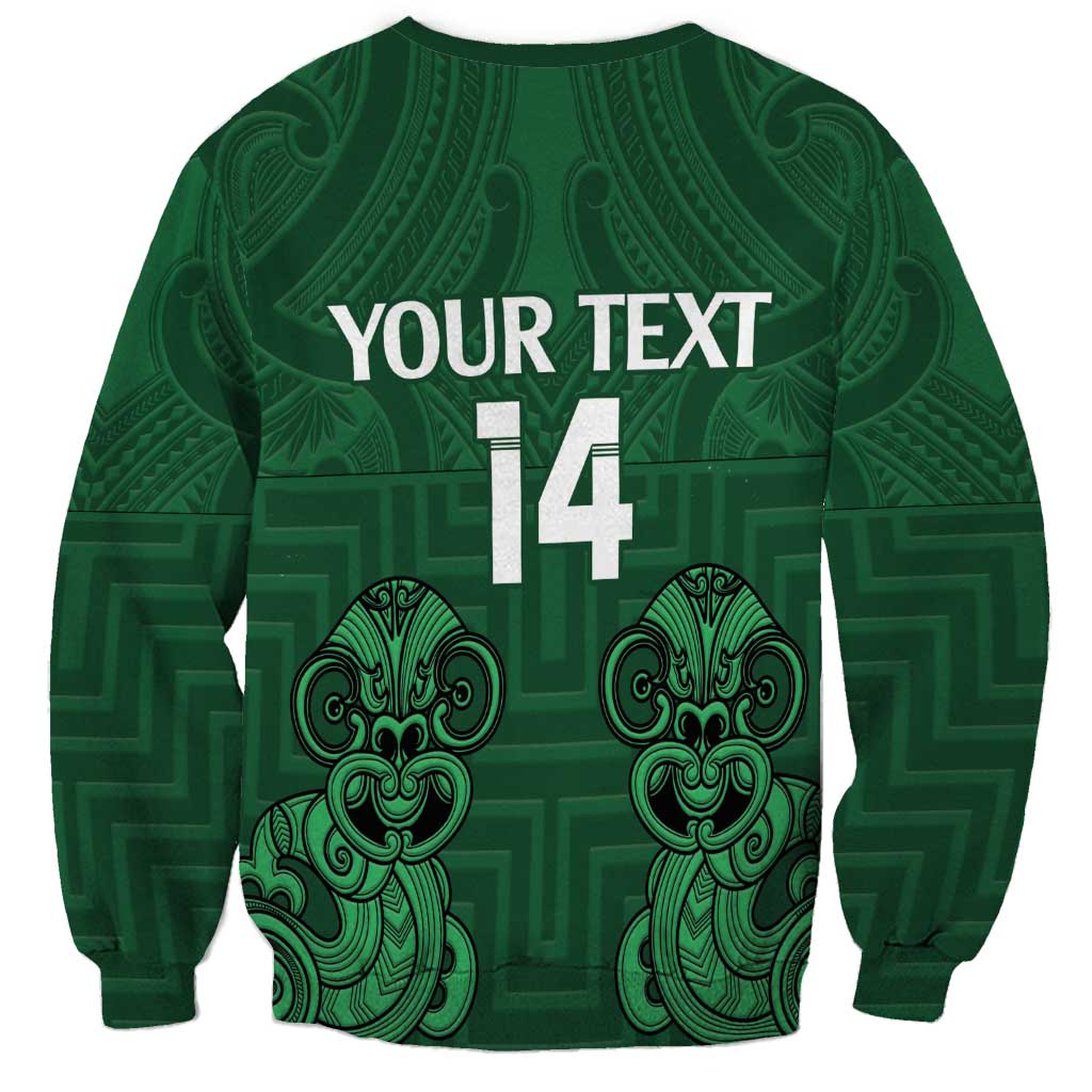Custom Aotearoa Rugby Sweatshirt New Zealand Maori Kete Poutama Pattern