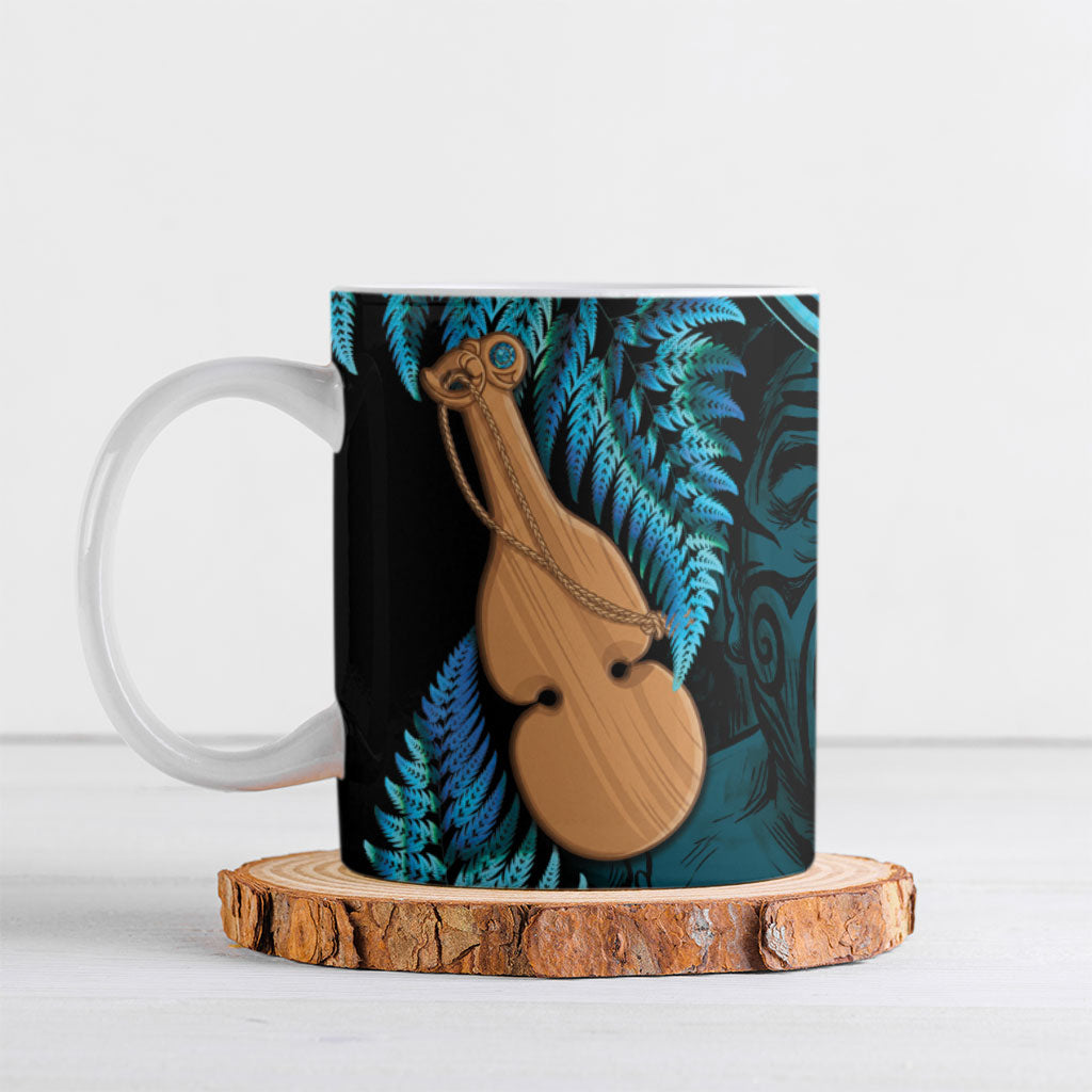 Kotiate New Zealand Ceramic Mug Maori Weapon Paua Shell Haka Fern LT14 Turquoise - Polynesian Pride