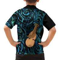 Kotiate New Zealand Family Matching Off Shoulder Maxi Dress and Hawaiian Shirt Maori Weapon Paua Shell Haka Fern LT14 - Polynesian Pride