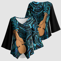 Kotiate New Zealand Kimono Sleeve Blouse Maori Weapon Paua Shell Haka Fern LT14 - Polynesian Pride