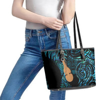 Kotiate New Zealand Leather Tote Bag Maori Weapon Paua Shell Haka Fern