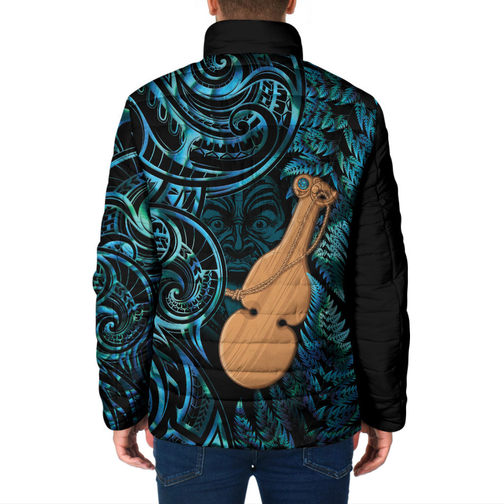 Kotiate New Zealand Padded Jacket Maori Weapon Paua Shell Haka Fern
