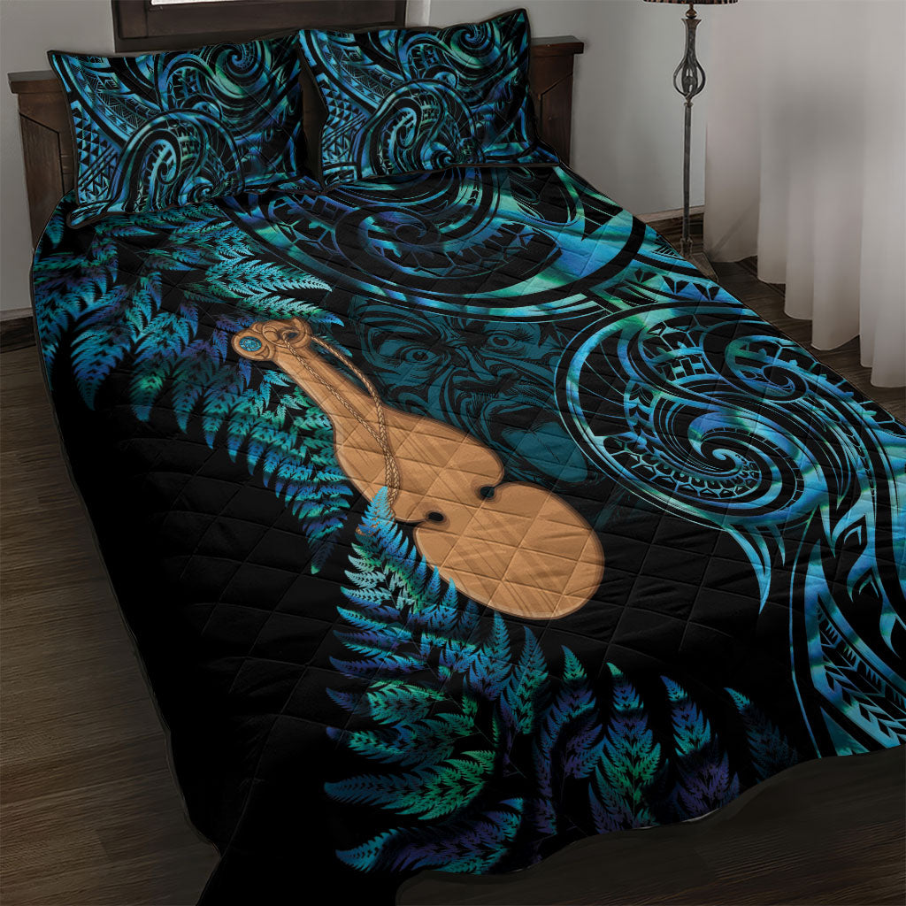 Kotiate New Zealand Quilt Bed Set Maori Weapon Paua Shell Haka Fern LT14 Turquoise - Polynesian Pride