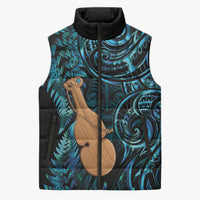 Kotiate New Zealand Sleeveless Puffer Jacket Maori Weapon Paua Shell Haka Fern LT14 Unisex Turquoise - Polynesian Pride