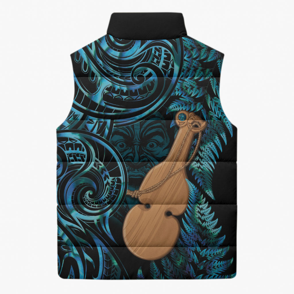Kotiate New Zealand Sleeveless Puffer Jacket Maori Weapon Paua Shell Haka Fern LT14 - Polynesian Pride