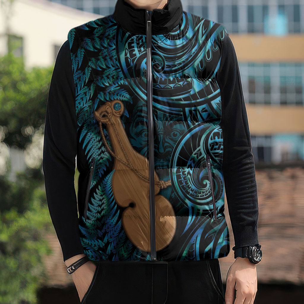Kotiate New Zealand Sleeveless Puffer Jacket Maori Weapon Paua Shell Haka Fern LT14 - Polynesian Pride