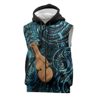 Kotiate New Zealand Sleeveless Zip Hoodie Maori Weapon Paua Shell Haka Fern