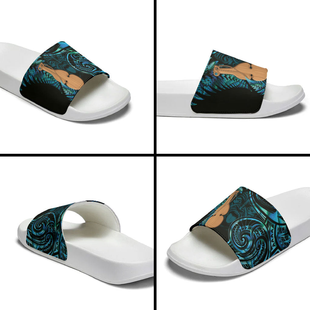 Kotiate New Zealand Slide Sandals Maori Weapon Paua Shell Haka Fern LT14 - Polynesian Pride