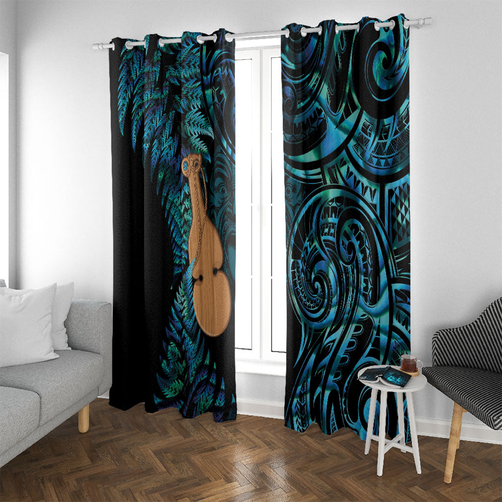 Kotiate New Zealand Window Curtain Maori Weapon Paua Shell Haka Fern