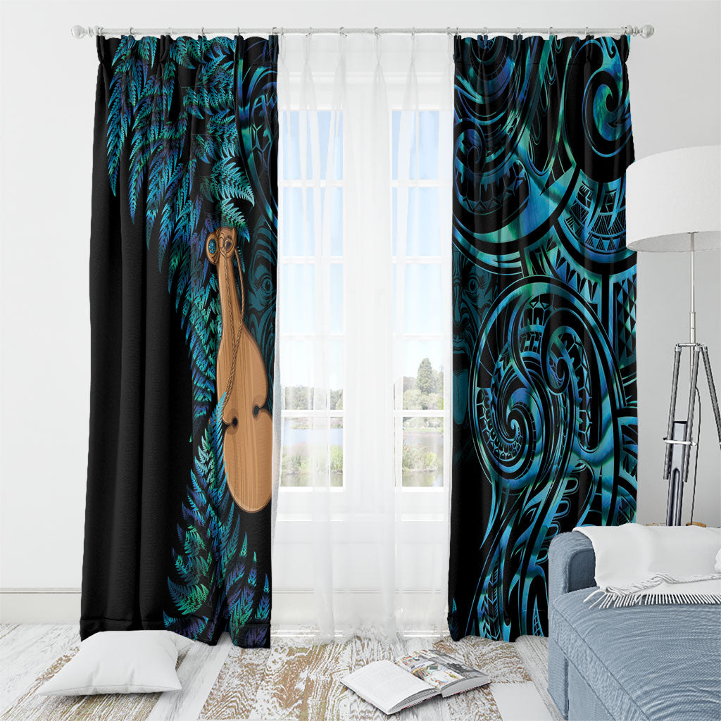 Kotiate New Zealand Window Curtain Maori Weapon Paua Shell Haka Fern