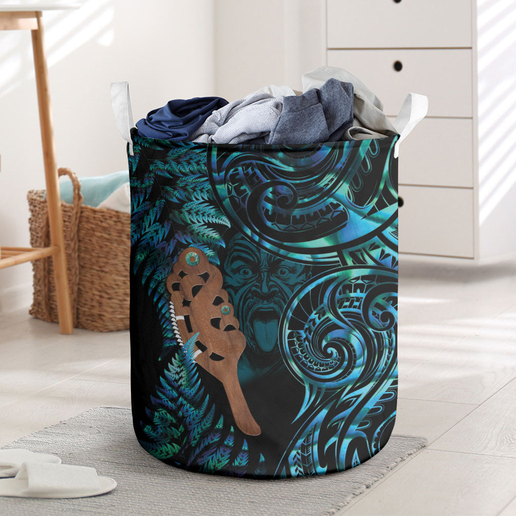 Maripi New Zealand Laundry Basket Maori Weapon Paua Shell Haka Fern