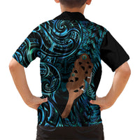 Maripi New Zealand Family Matching Off The Shoulder Long Sleeve Dress and Hawaiian Shirt Maori Weapon Paua Shell Haka Fern LT14 - Polynesian Pride