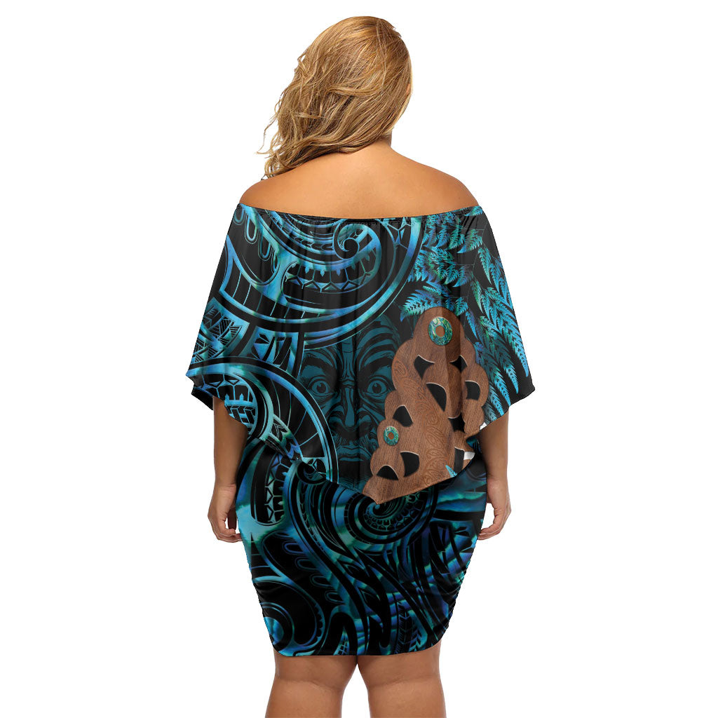 Maripi New Zealand Family Matching Off Shoulder Short Dress and Hawaiian Shirt Maori Weapon Paua Shell Haka Fern LT14 - Polynesian Pride