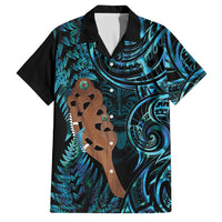 Maripi New Zealand Family Matching Tank Maxi Dress and Hawaiian Shirt Maori Weapon Paua Shell Haka Fern LT14 Dad's Shirt - Short Sleeve Turquoise - Polynesian Pride