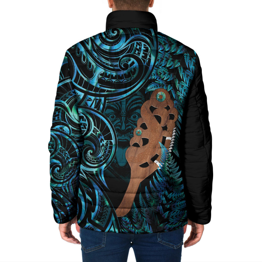 Maripi New Zealand Padded Jacket Maori Weapon Paua Shell Haka Fern