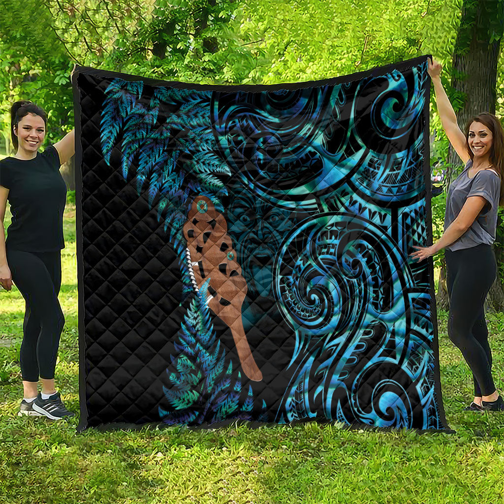 Maripi New Zealand Quilt Maori Weapon Paua Shell Haka Fern