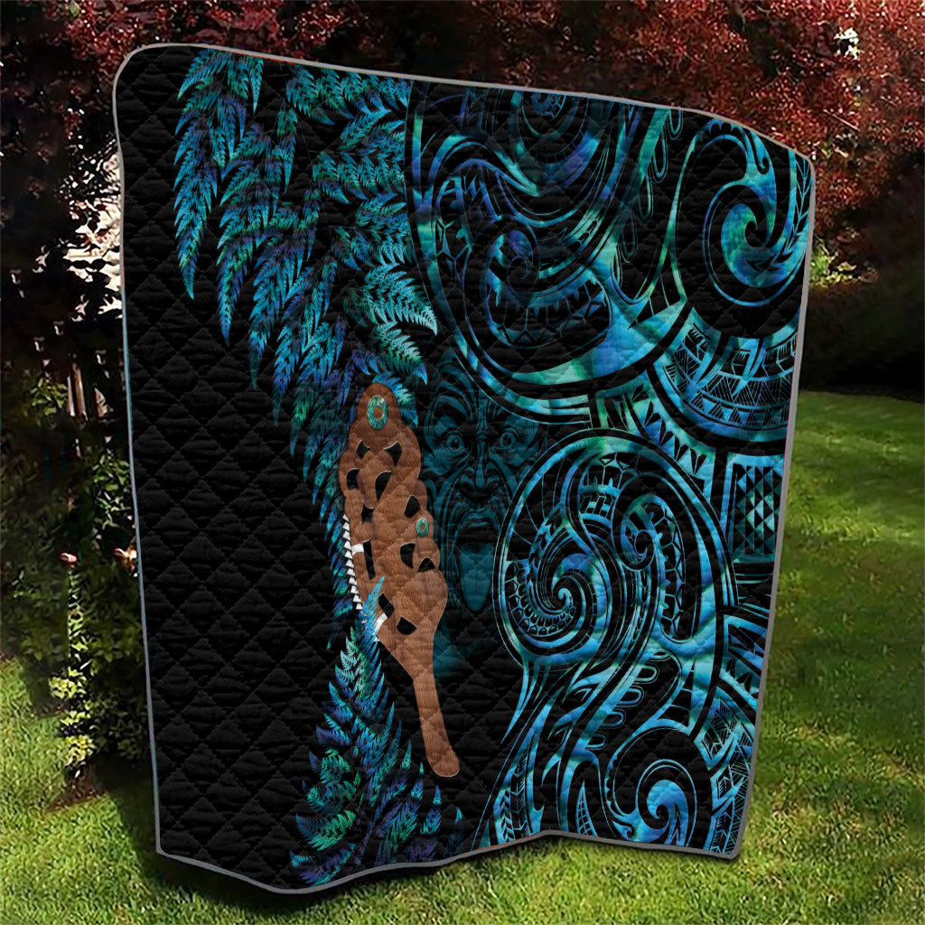 Maripi New Zealand Quilt Maori Weapon Paua Shell Haka Fern