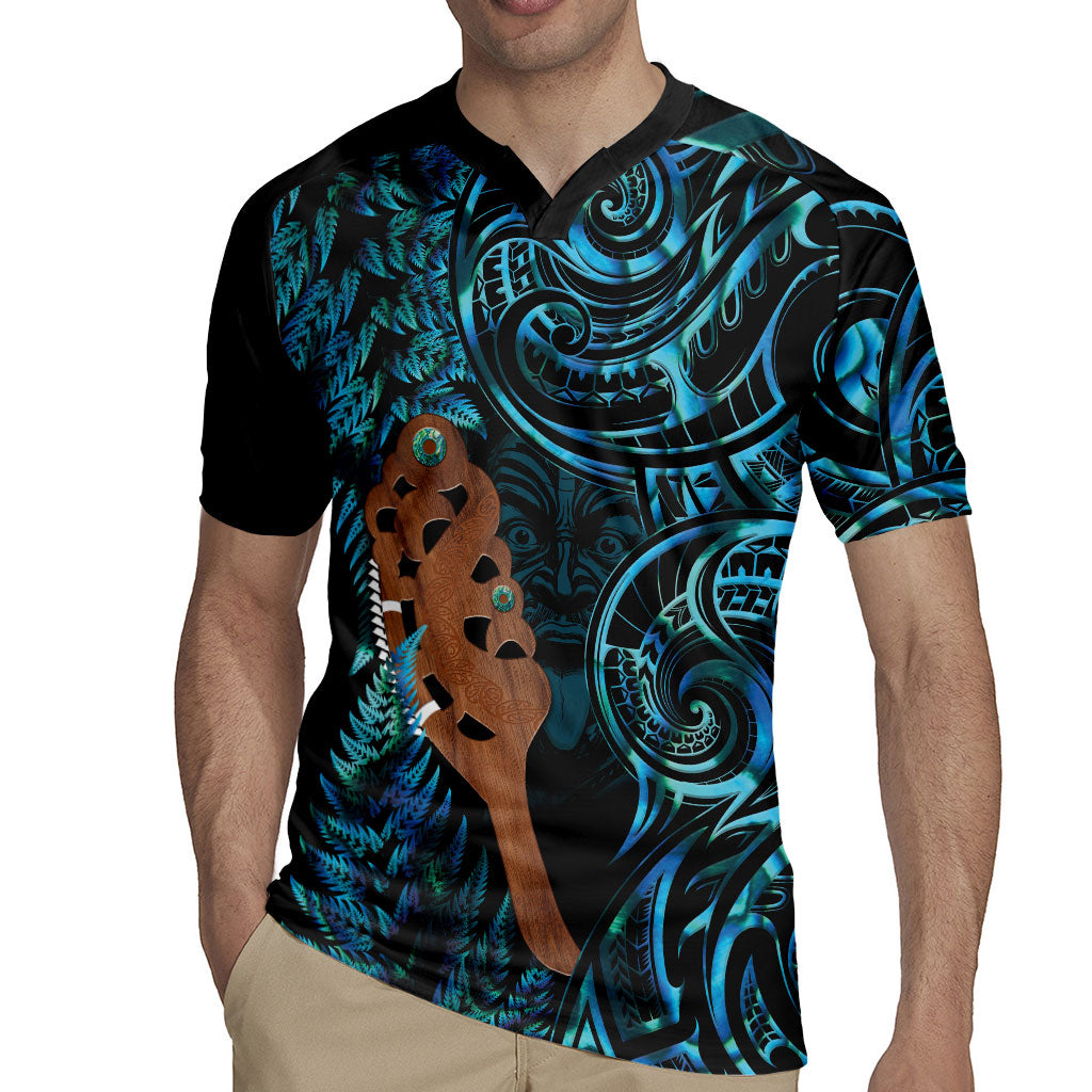 Maripi New Zealand Rugby Jersey Maori Weapon Paua Shell Haka Fern