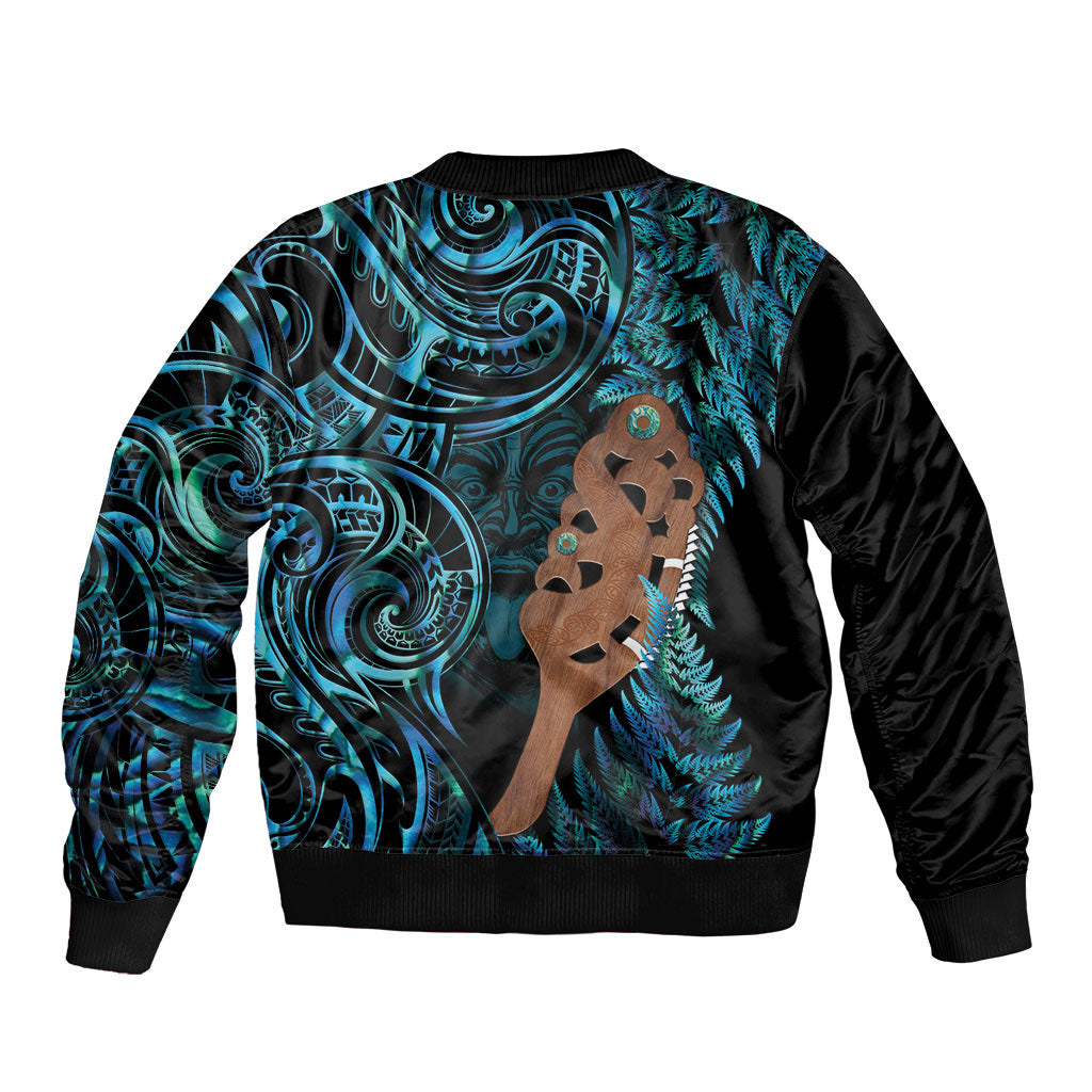 Maripi New Zealand Sleeve Zip Bomber Jacket Maori Weapon Paua Shell Haka Fern LT14 - Polynesian Pride