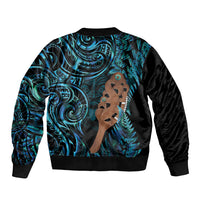 Maripi New Zealand Sleeve Zip Bomber Jacket Maori Weapon Paua Shell Haka Fern LT14 - Polynesian Pride