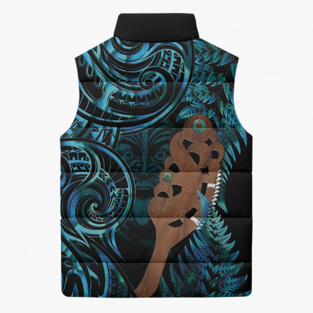 Maripi New Zealand Sleeveless Puffer Jacket Maori Weapon Paua Shell Haka Fern LT14 - Polynesian Pride